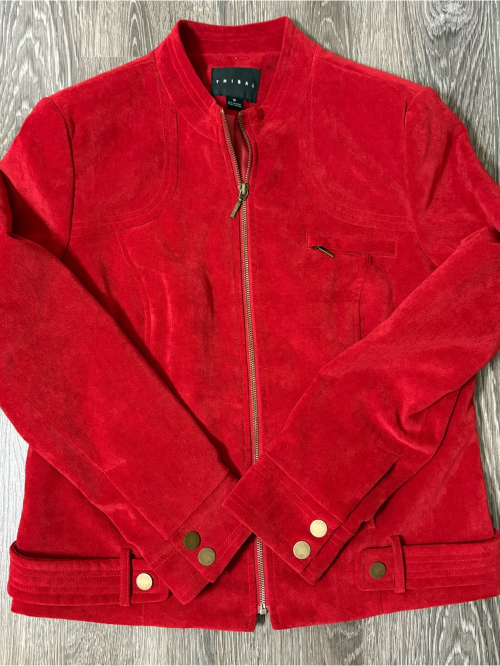 Tribal Faux Suede Red Jacket Women’s Size 10 Fall Winter Transitional Staple